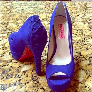 Betsey Johnson Royal Blue Suede Platform Shoe